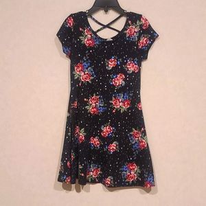 Black floral skater dress size 4/5